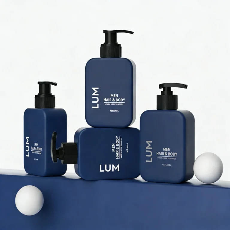 Private label manufacturer producing 180ml square lotion bottle for men's grooming and body care skincare packing.