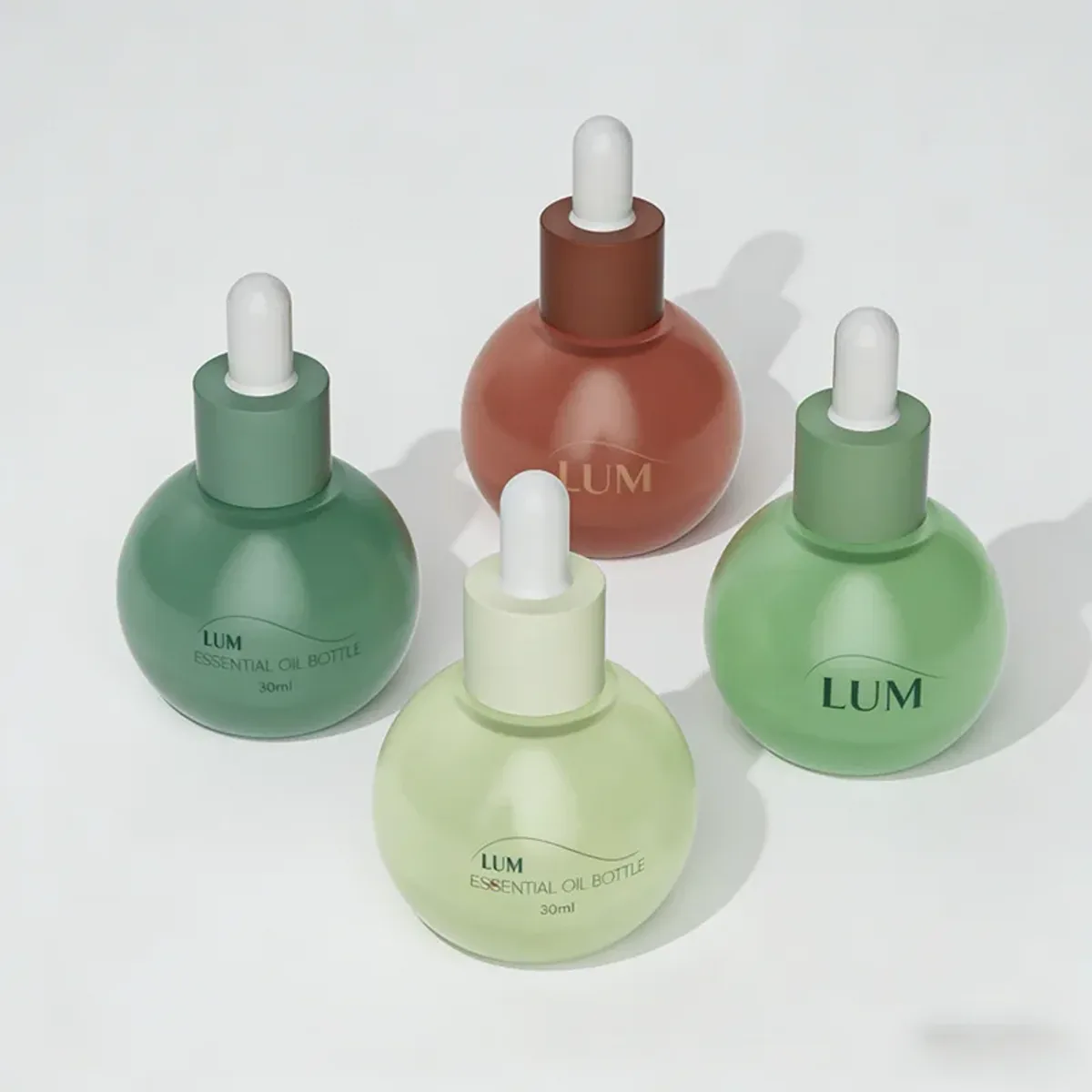 Compact 30ml artistic glass vessels expertly designed for boutique skincare lines and premium facial treatments.