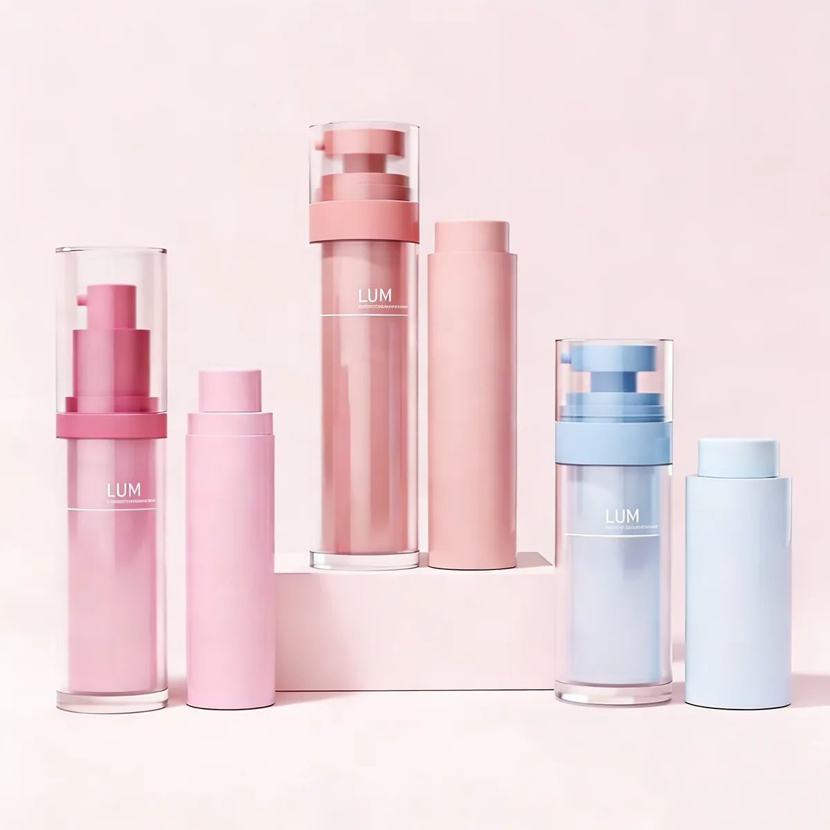 Structure of airless bottle showing vacuum pump mechanism for preserving high-end skincare active ingredients