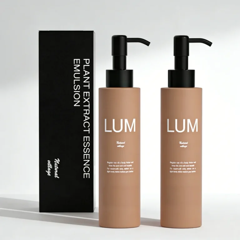 Custom matte finish glass pump bottle design with black dispenser