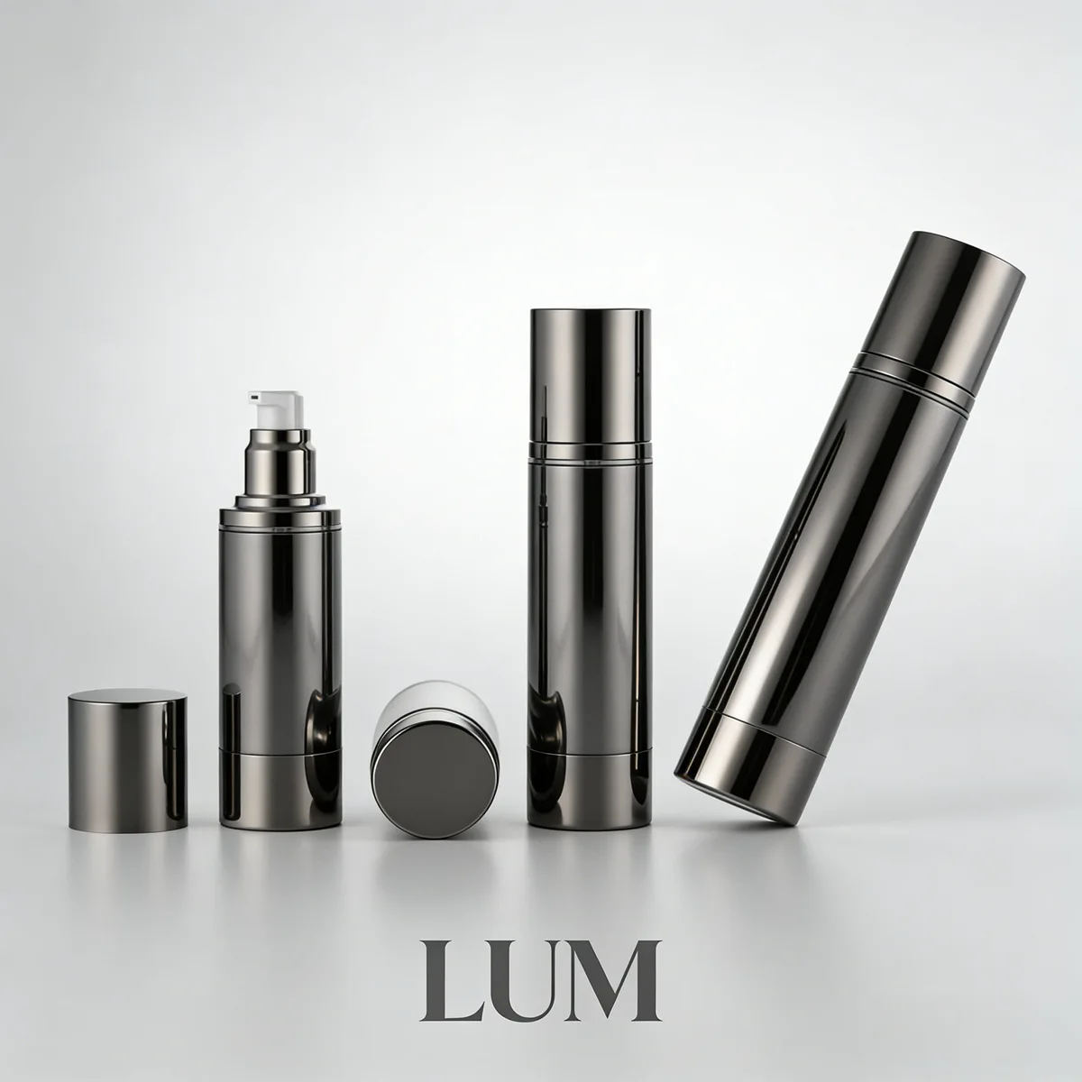 Substantial 80ml to 120ml metallic containers optimally dimensioned for premium sunscreens and active body serums.