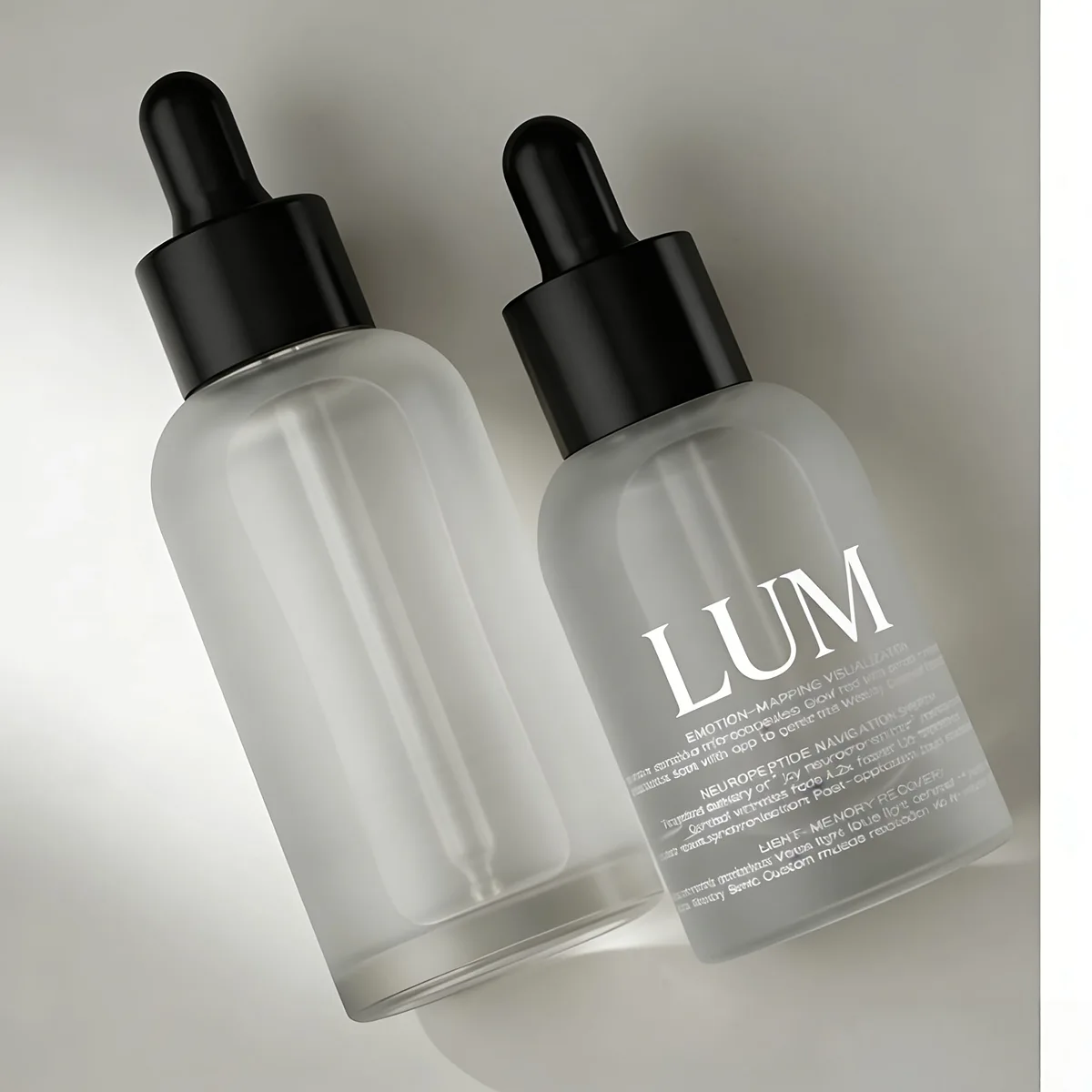 Professional frosted glass finish demonstrating accurate dosage control and high-quality silk-screen label printing.