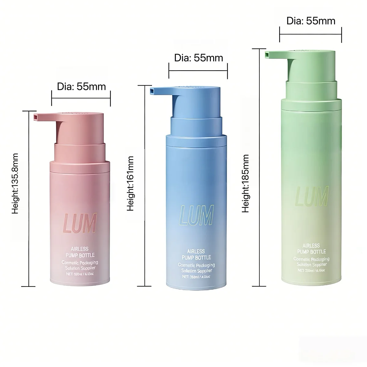 Custom airless bottle with security lockable pump mechanism to prevent leakage in high-end cosmetic packing.