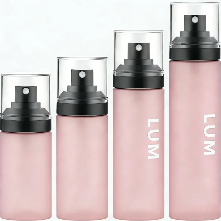 Technical structure of fine mist spray bottle made from PET and PP for professional skincare packing customization.