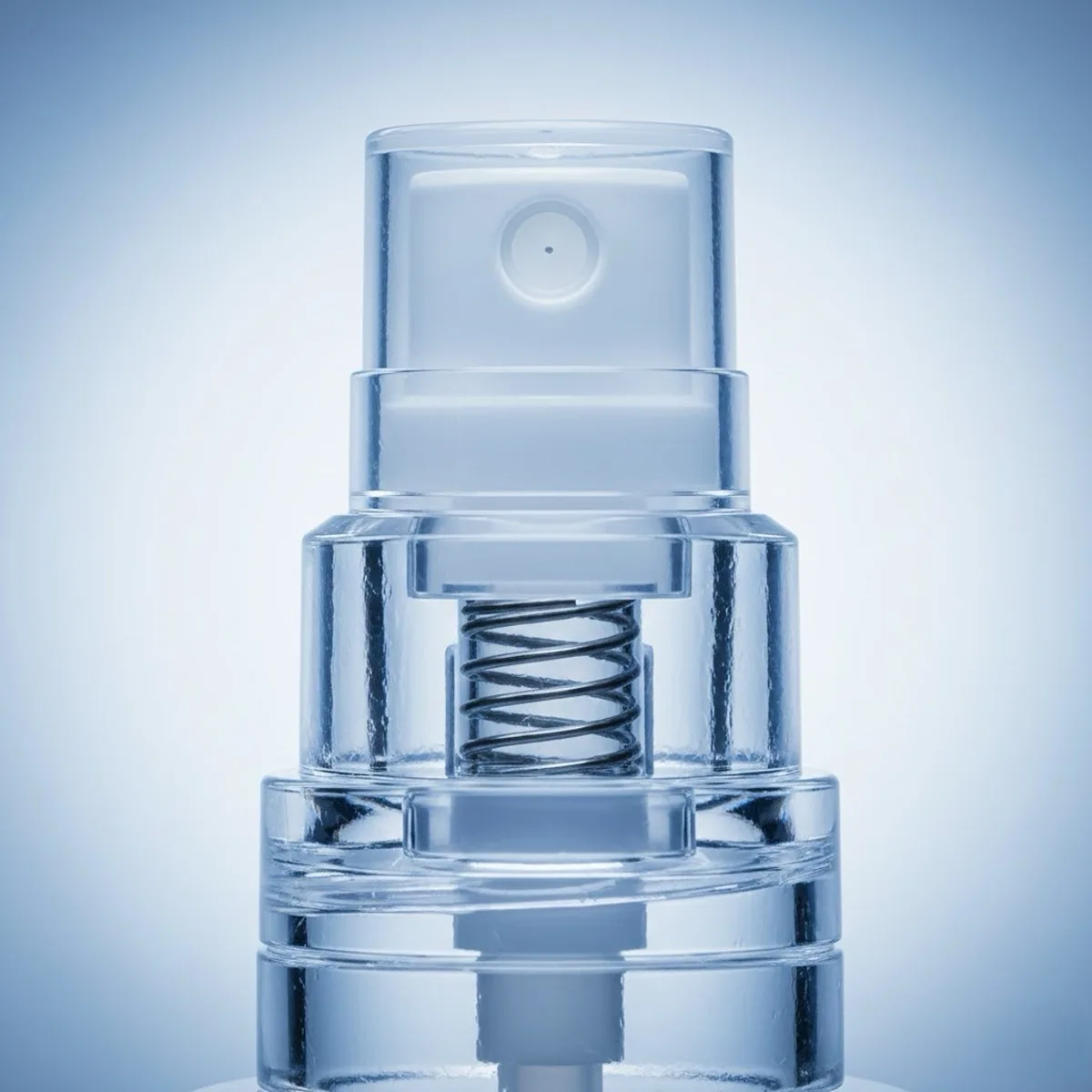 Internal mechanism diagram of fine mist sprayer pump and swirl chamber