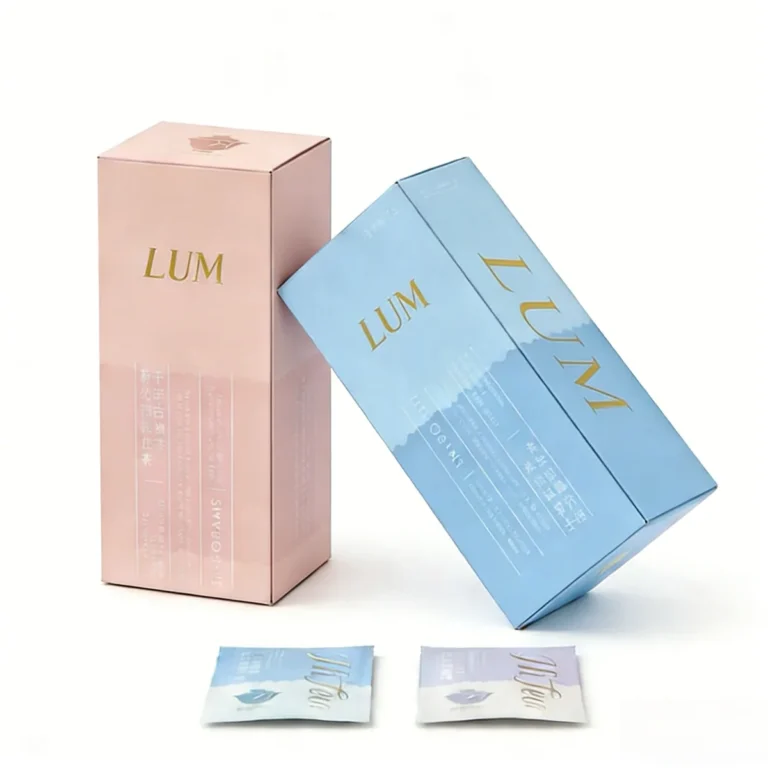 Bespoke paper box featuring gold hot stamping for professional skincare packing branding.