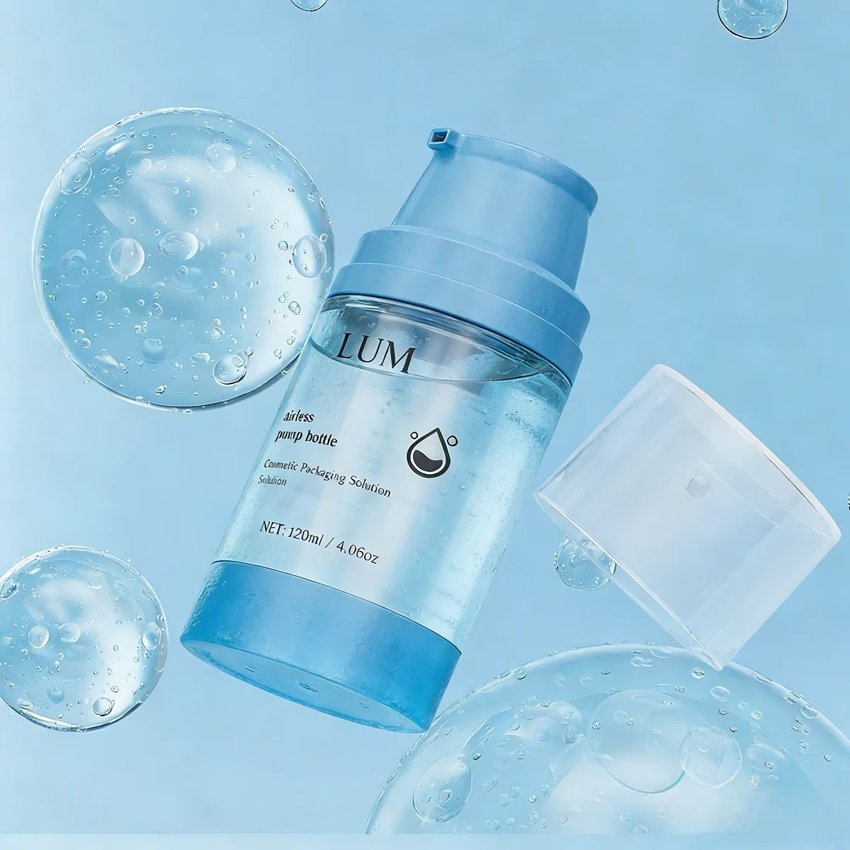Close-up of the specialized pump dispenser and airtight vacuum piston, engineered to protect high-volume body lotions.