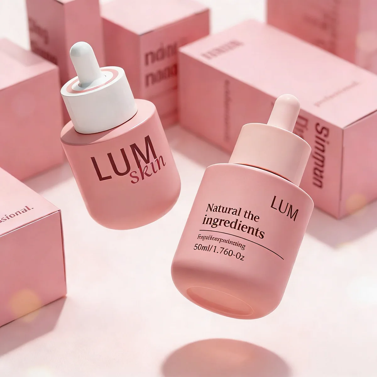 Custom 20ml to 50ml capacity options in high-quality glass material, perfectly suited for high-end facial serums.