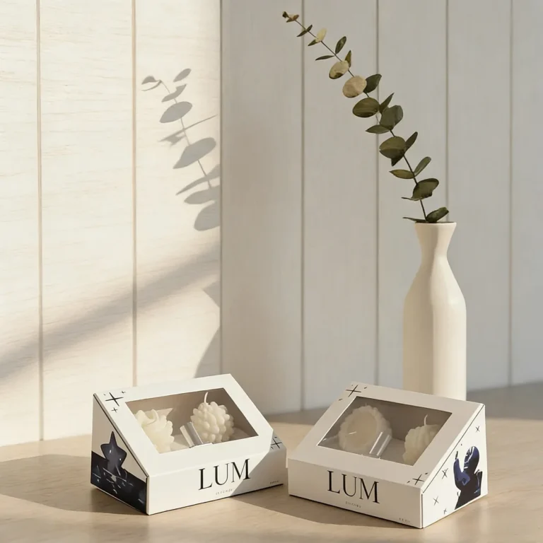 Luxury skincare gift set box design with a clear window, ideal for bundling lotion bottles and cream jars.