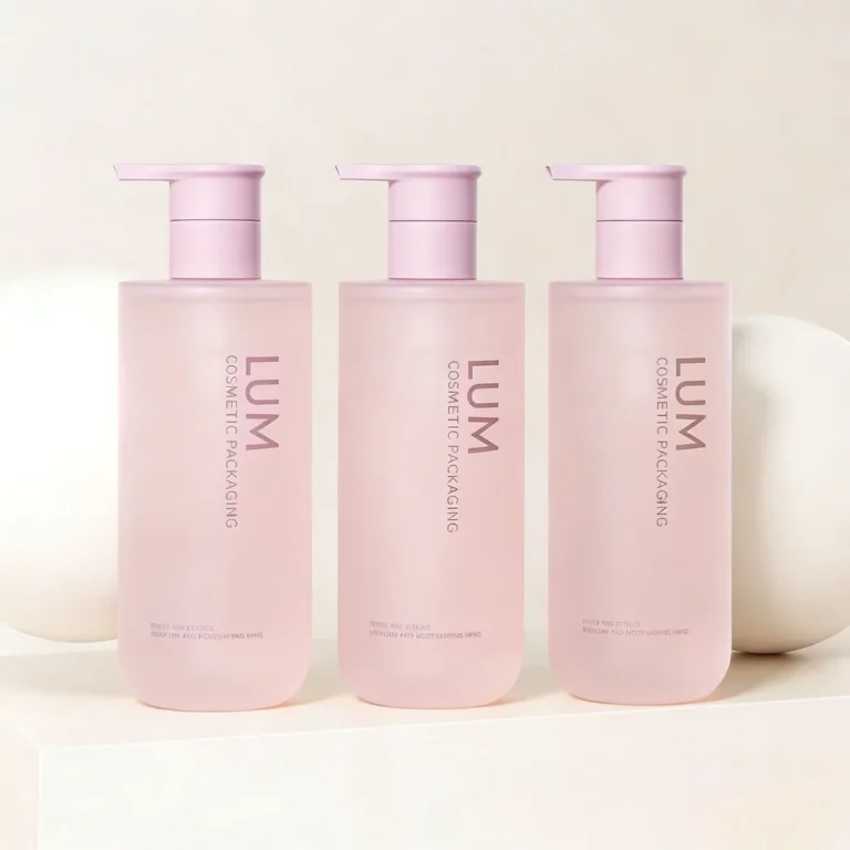 Soft-touch matte PET lotion bottle designed for premium cosmetic brands and aesthetic skincare packing.