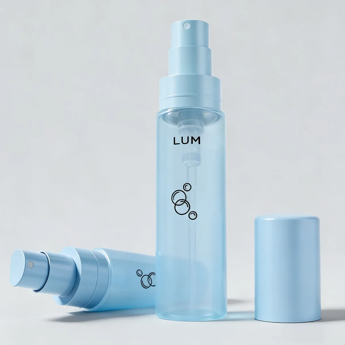 Airline-compliant 50ml and 80ml recyclable containers expertly designed for facial hydrating essences and toners.