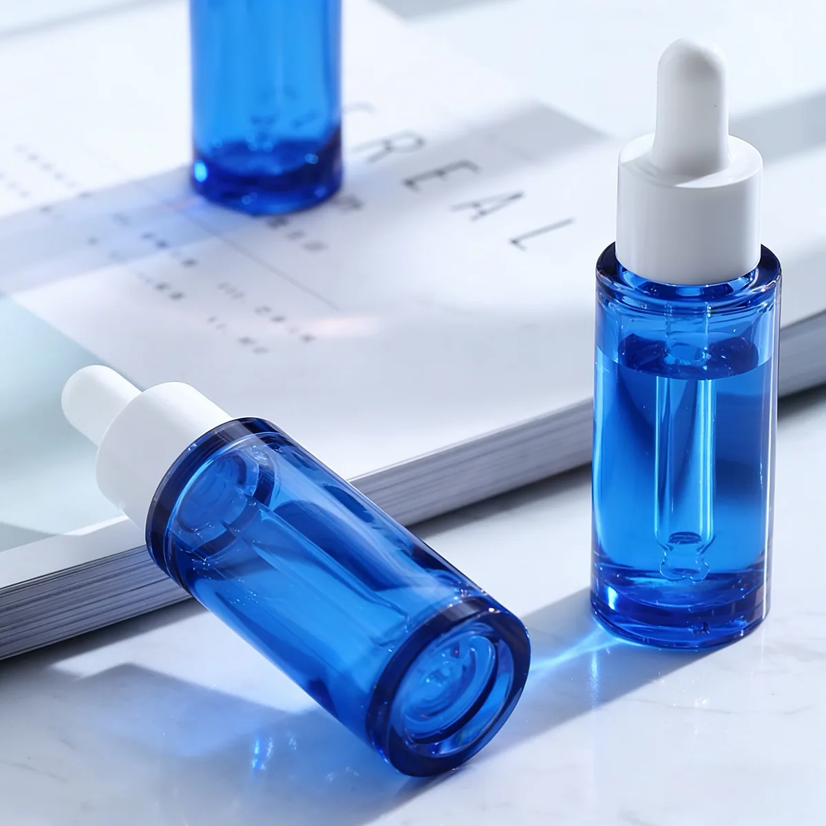 Close-up of the leak-proof pipette assembly and secure collar, engineered to safely dispense volatile essential oils.