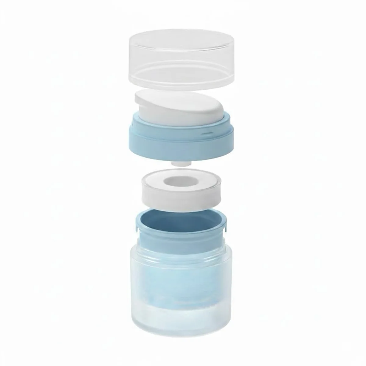 Refillable airless jar system with replaceable inner PP pod for sustainable packaging