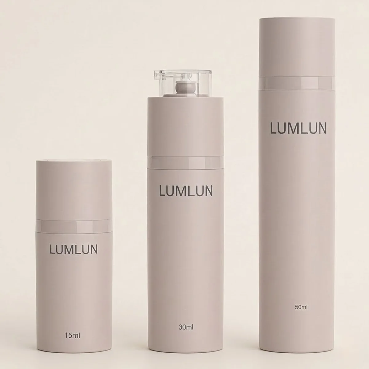 Nude color twist-up airless pump bottles by LumLun