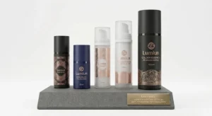 Multiple custom airless pump bottles in various sizes and finishes for skincare OEM manufacturing