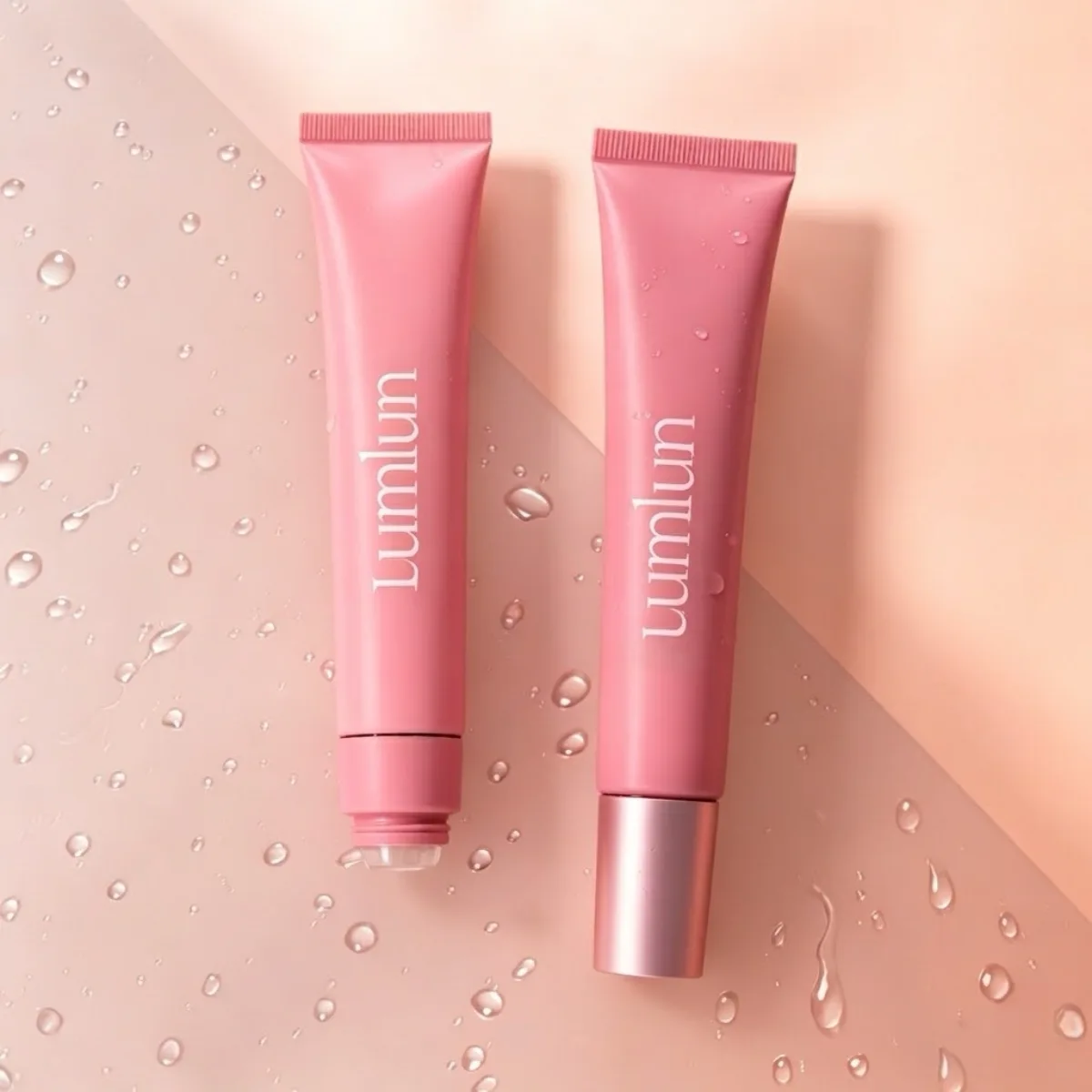 Professional 10ml to 20ml sugarcane lip balm tubes showing the silicone slanted applicator.