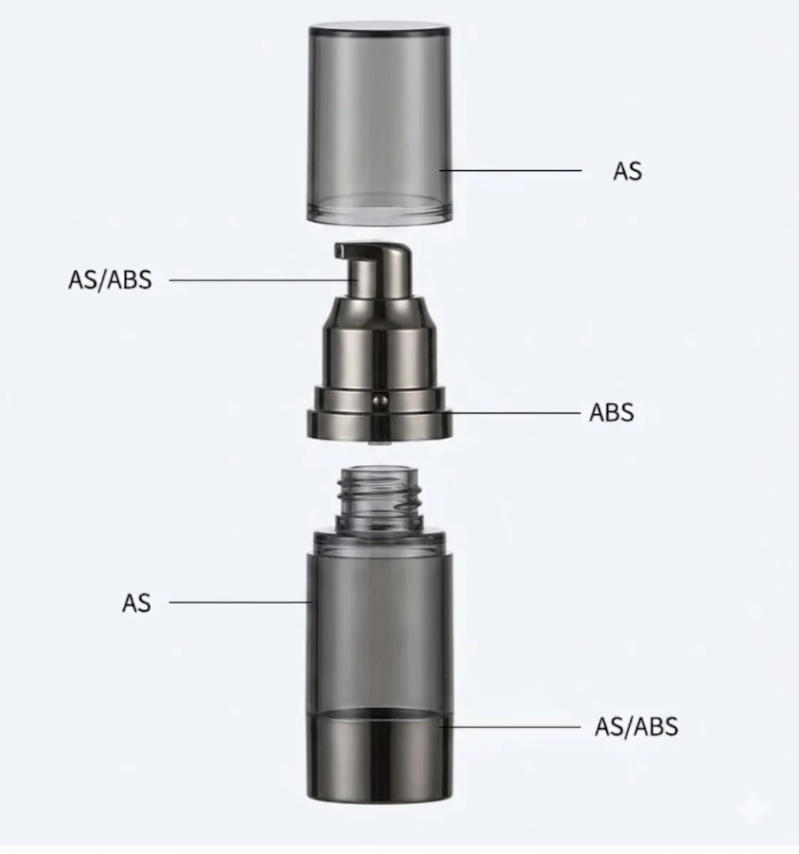 Custom AS airless dispenser manufacturing for luxury cosmetic brands