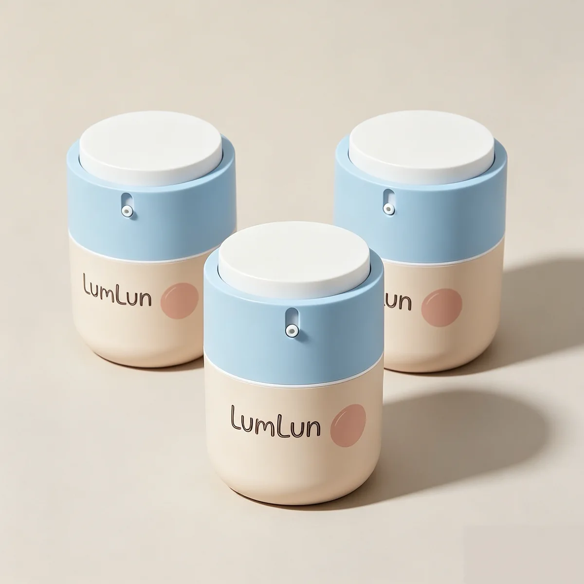 Set of three MS rotary airless pump jars for skincare formulas