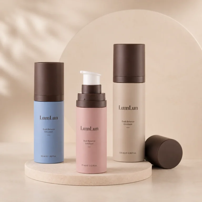 PP airless pump bottle three-step skincare line 50ml blue 75ml pink 120ml beige split-body dark brown pump mechanism section OEM lotion moisturizer cream packaging
