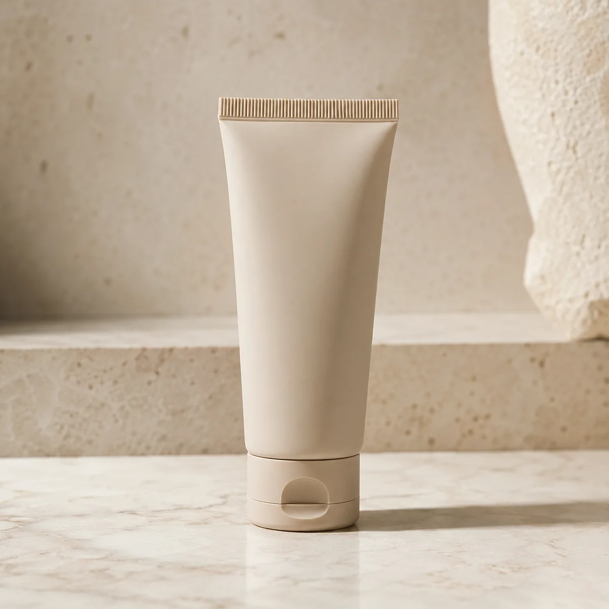 Face cream moisturizer squeeze tube with a soft-touch matte finish showing a premium skincare look