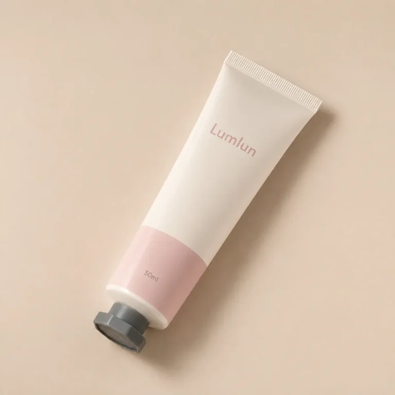 Cosmetic tube with octagonal screw cap, 50ml, for hand cream and cleanser, white and pink
