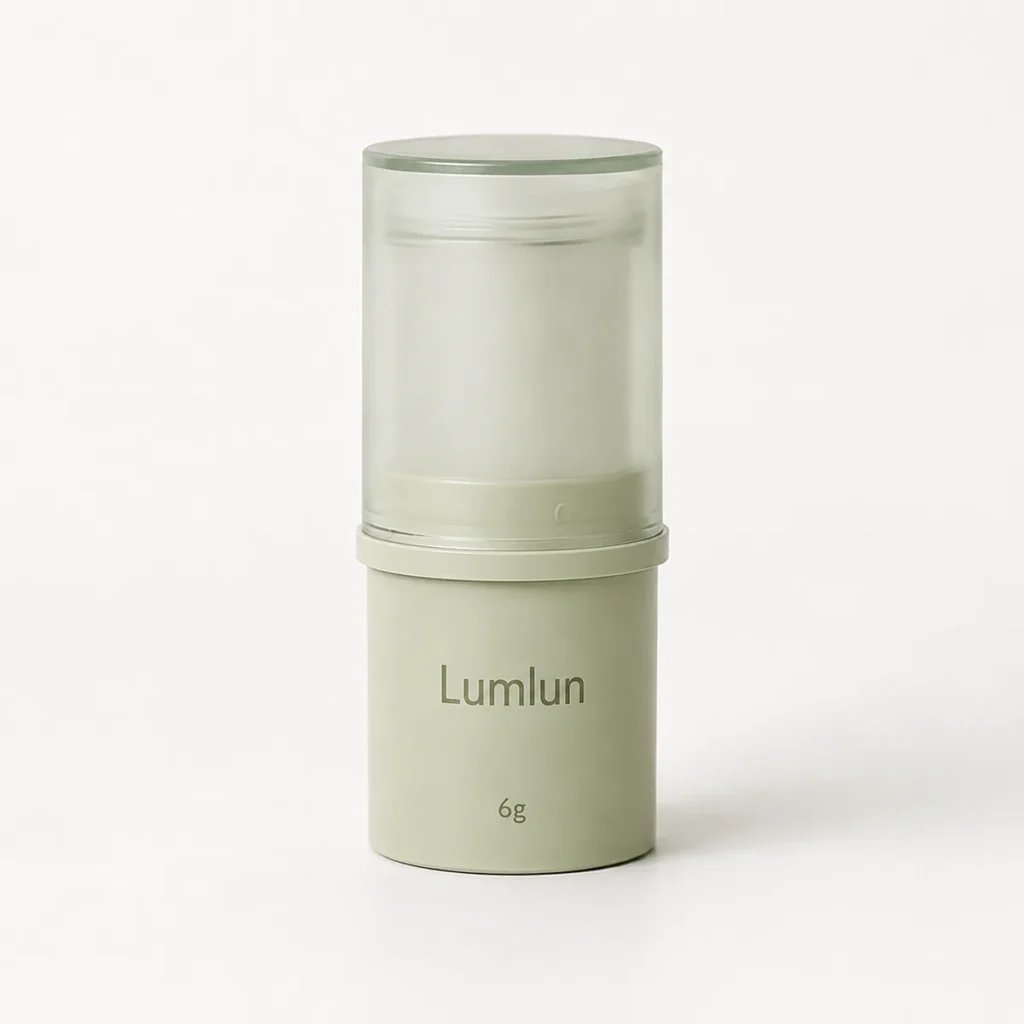 Single green 6g PP mini deodorant stick container shown closed with a clear overcap