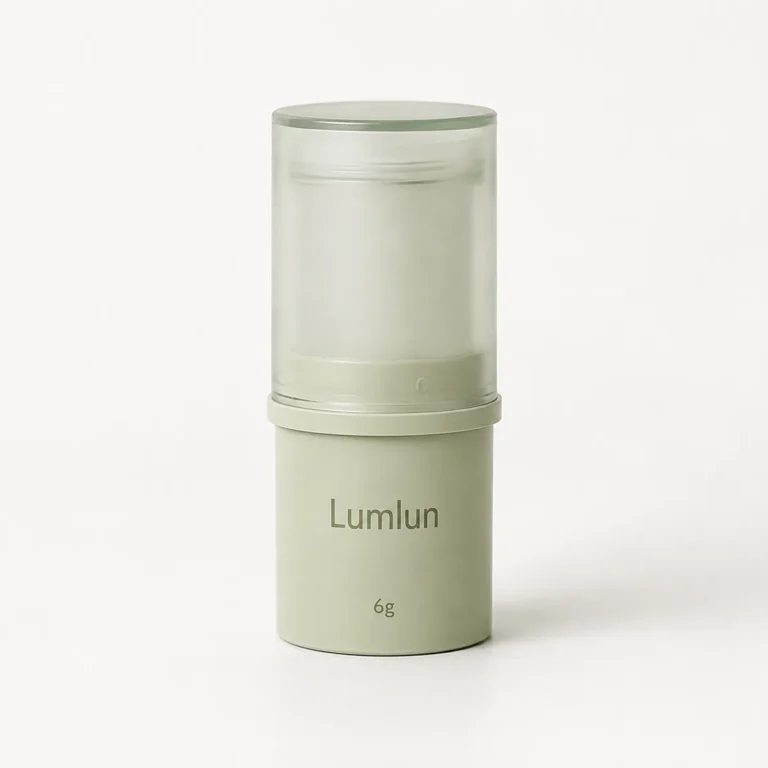 Single green 6g PP mini deodorant stick container shown closed with a clear overcap