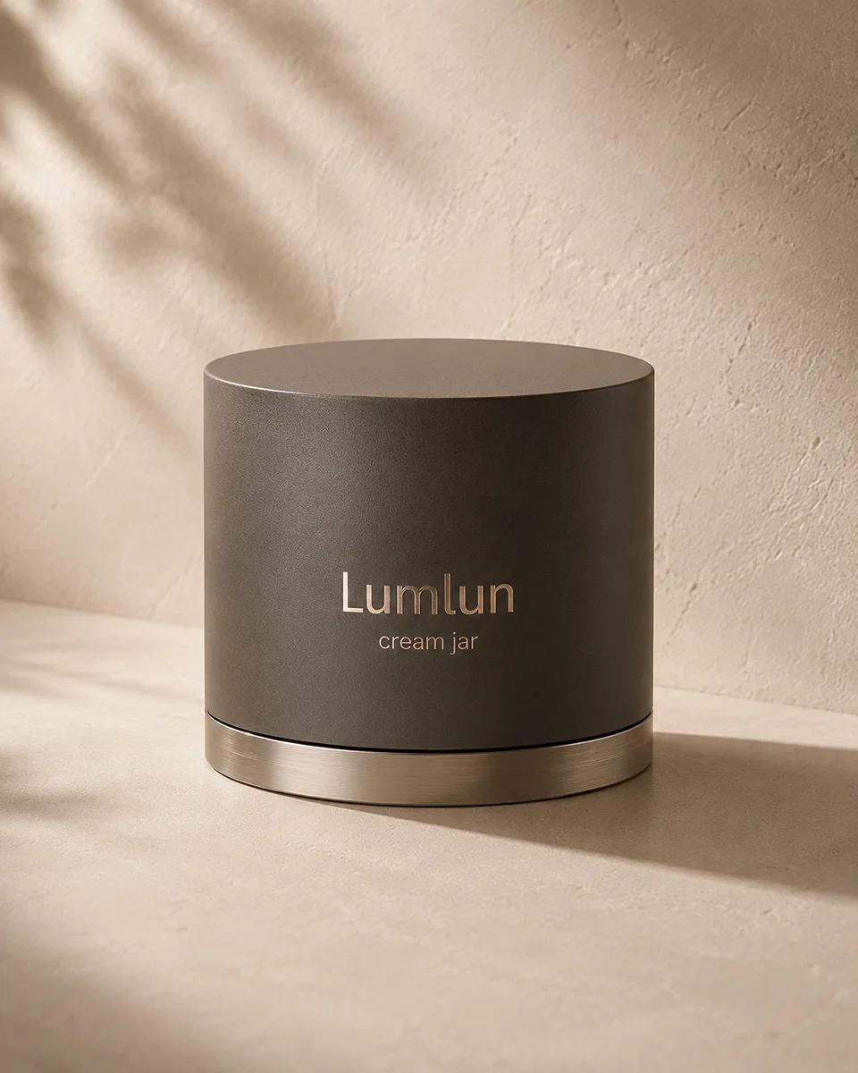 Rose gold hot stamping on a LumLun cosmetic cream jar
