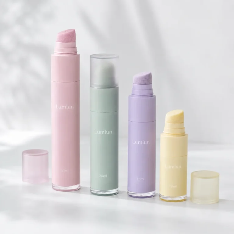 Sponge tip airless bottles in 10ml, 15ml, 20ml, and 30ml size options