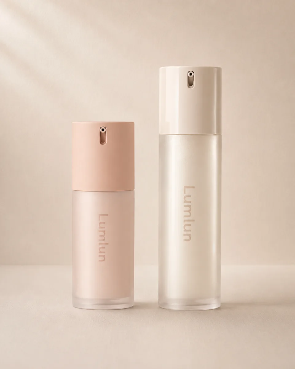 LumLun airless bottles with coordinated custom spray color finishes