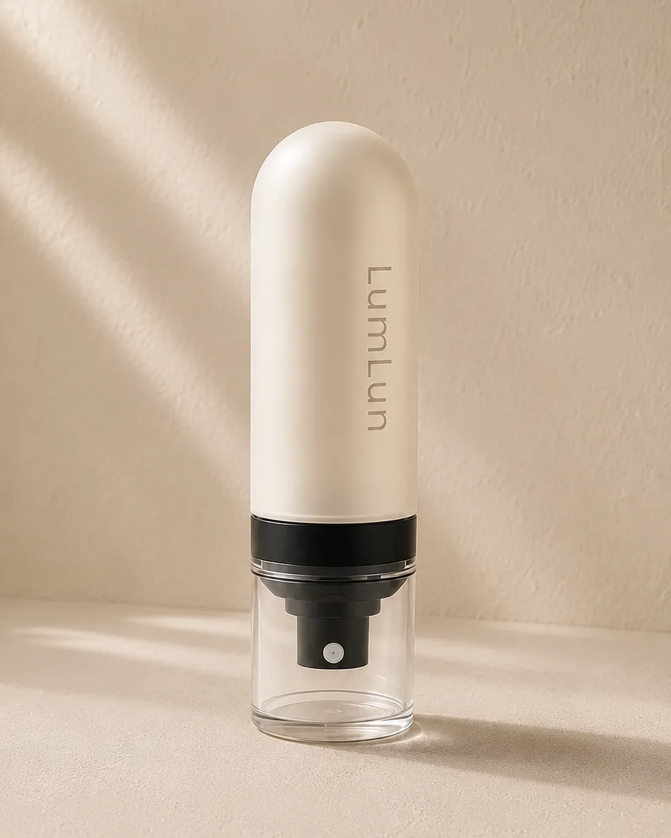 LumLun matte finish fine mist spray bottle with frosted ivory surface