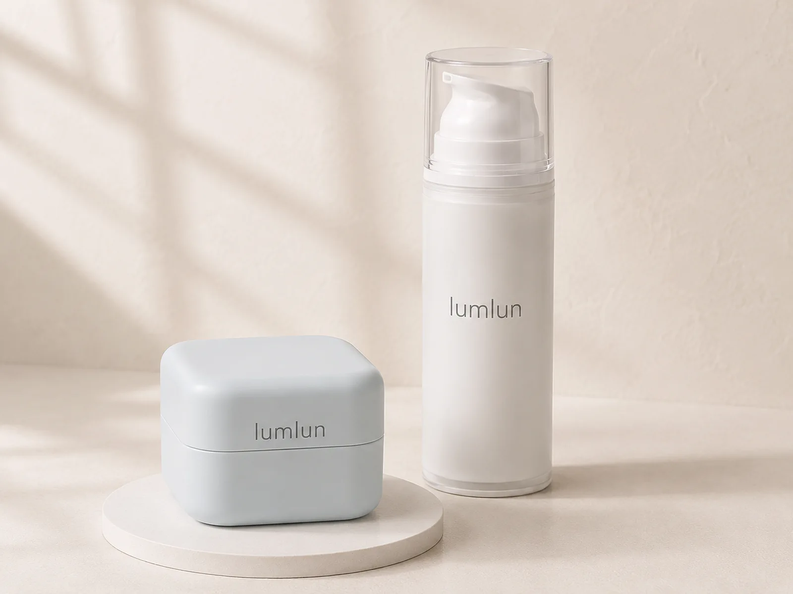 LumLun PCR recycled plastic airless bottle and cream jar packaging