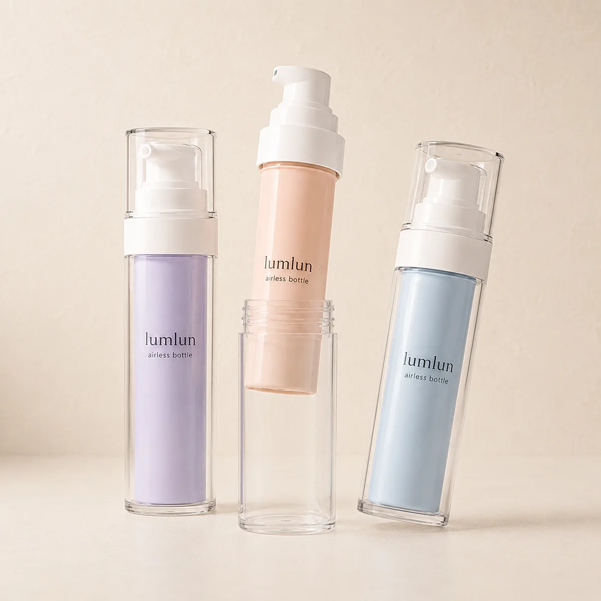 LumLun refillable airless bottle with replaceable inner cartridge