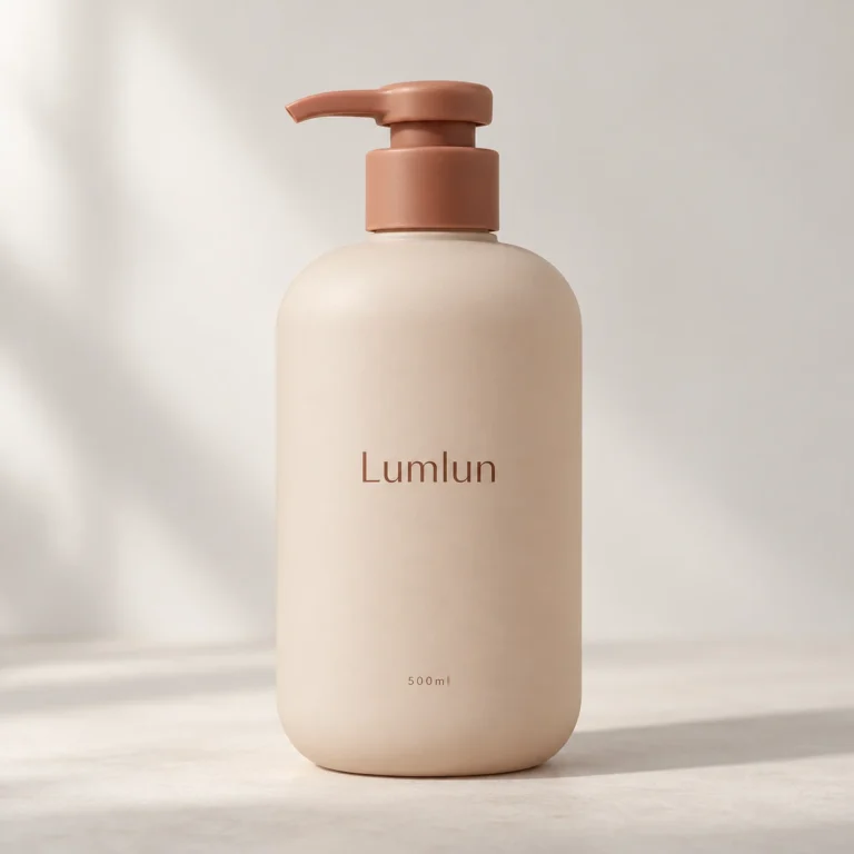 Single peach-colored 500ml PE pump bottle with rounded shoulders