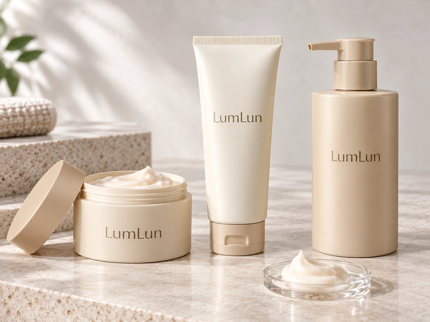 LumLun Verpackungsoptionen für Haarmasken mit Cremetiegel, Kosmetiktube und Pumpflasche